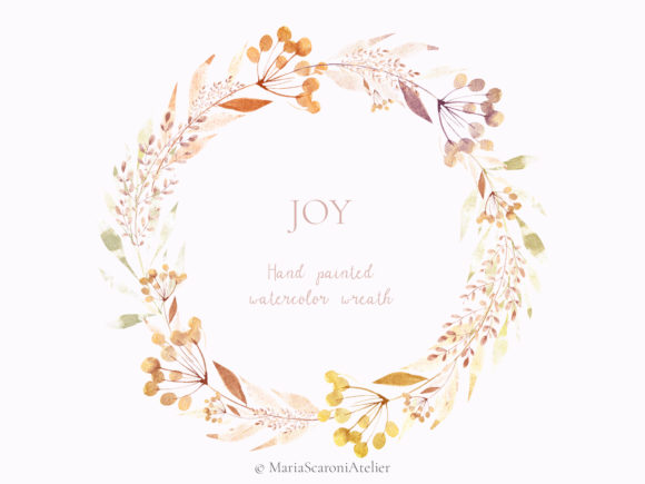 Download JOY Hand Painted Watercolor Wreath - Paint Collection
