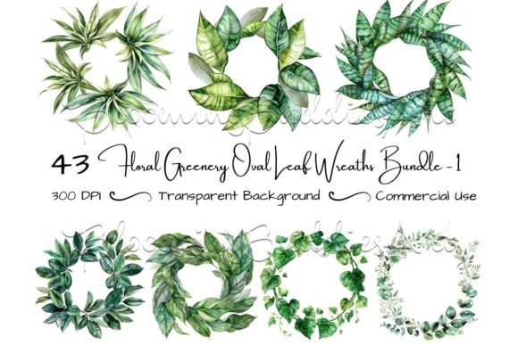 Download Watercolor Wreath Greenery Clipart Set - Greenery Collection