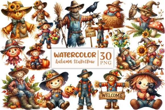 Download Cute Autumn Scarecrow Clipart - Premium Resources
