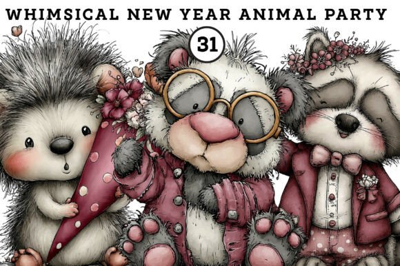 Download Whimsical New Year Animal Party Clipart - Animal party Collection