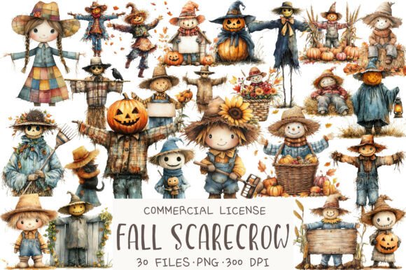 Download Watercolor Fall Scarecrow Clipart - Fall scarecrow clipart Collection