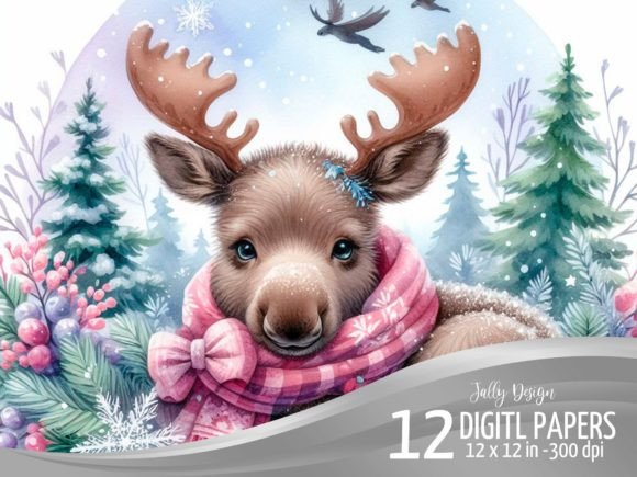 Download Moose at Christmas Watercolor Painting - Paint Collection