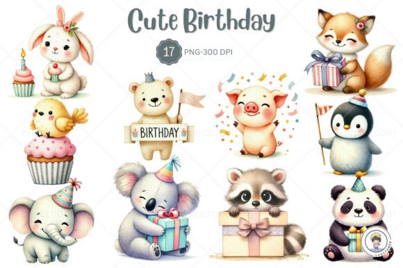 Download Watercolor Birthday Cute Animal Party - Animal party Collection