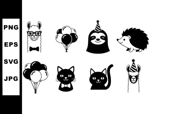 Download Cute Animal Party Icons with Balloons an - Animal party Collection