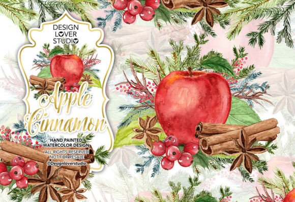 Download Watercolor "Apple Cinnamon" Hand Painted - Paint Collection