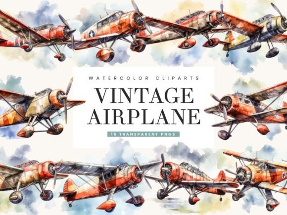 Download Watercolor Vintage Airplane Clipart - Airplane clipart Collection