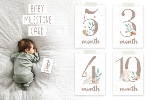 Download Watercolor Newborn Baby Milestone Card - Card Collection