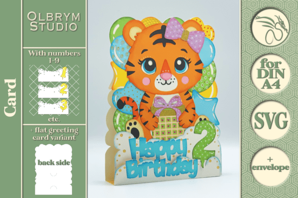 Download Baby Tiger Birthday Card Kawaii SVG - Card Collection