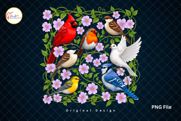 Download Cardinal Robin Blue Jay Floral Bird PNG - Card Collection