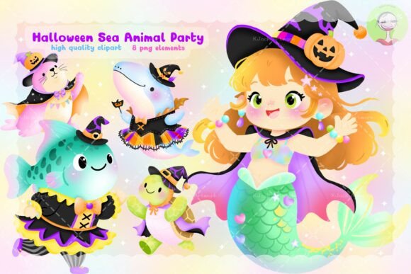 Download Halloween Sea Animal Party Clipart - Animal party Collection