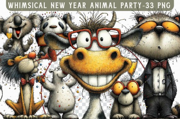 Download Whimsical New Year Animal Party Clipart - Animal party Collection